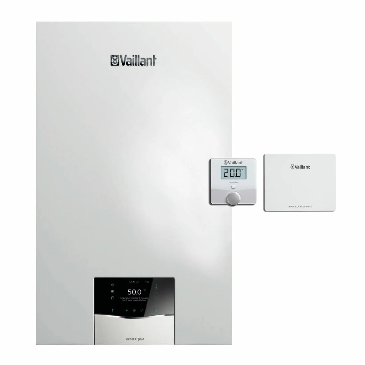 Caldaia Vaillant ecoTEC plus VMW 26 CS/1-5 a condensazione camera stagna 25 kW metano + termostato smart SensoROOM Connect