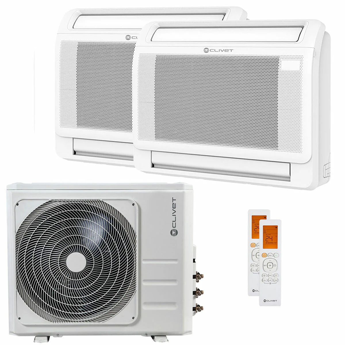 Condizionatore Clivet CONSOLE 3 dual split 18000+18000 BTU inverter A+ unità esterna 12.3 kW