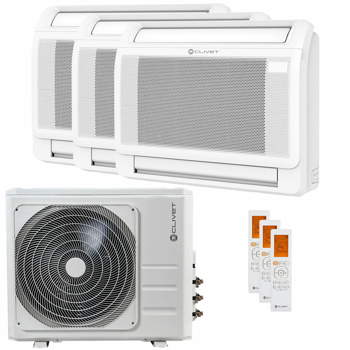 Condizionatore Clivet CONSOLE 3 trial split 9000+12000+18000 BTU inverter A+  unità esterna 12.3 kW