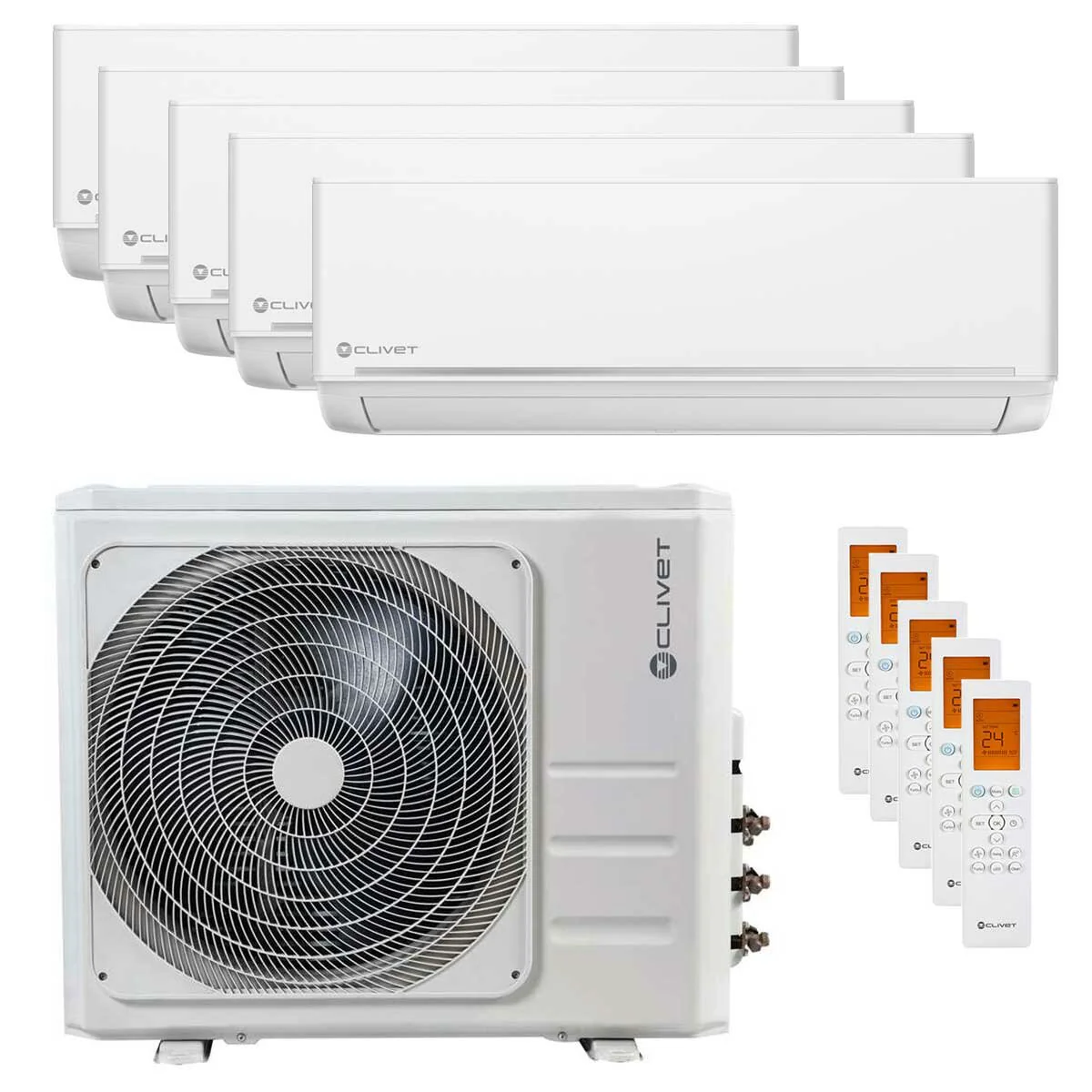 Condizionatore Clivet EZCool penta split 9000+9000+9000+9000+12000 BTU inverter A++ unità esterna 12.3 kW
