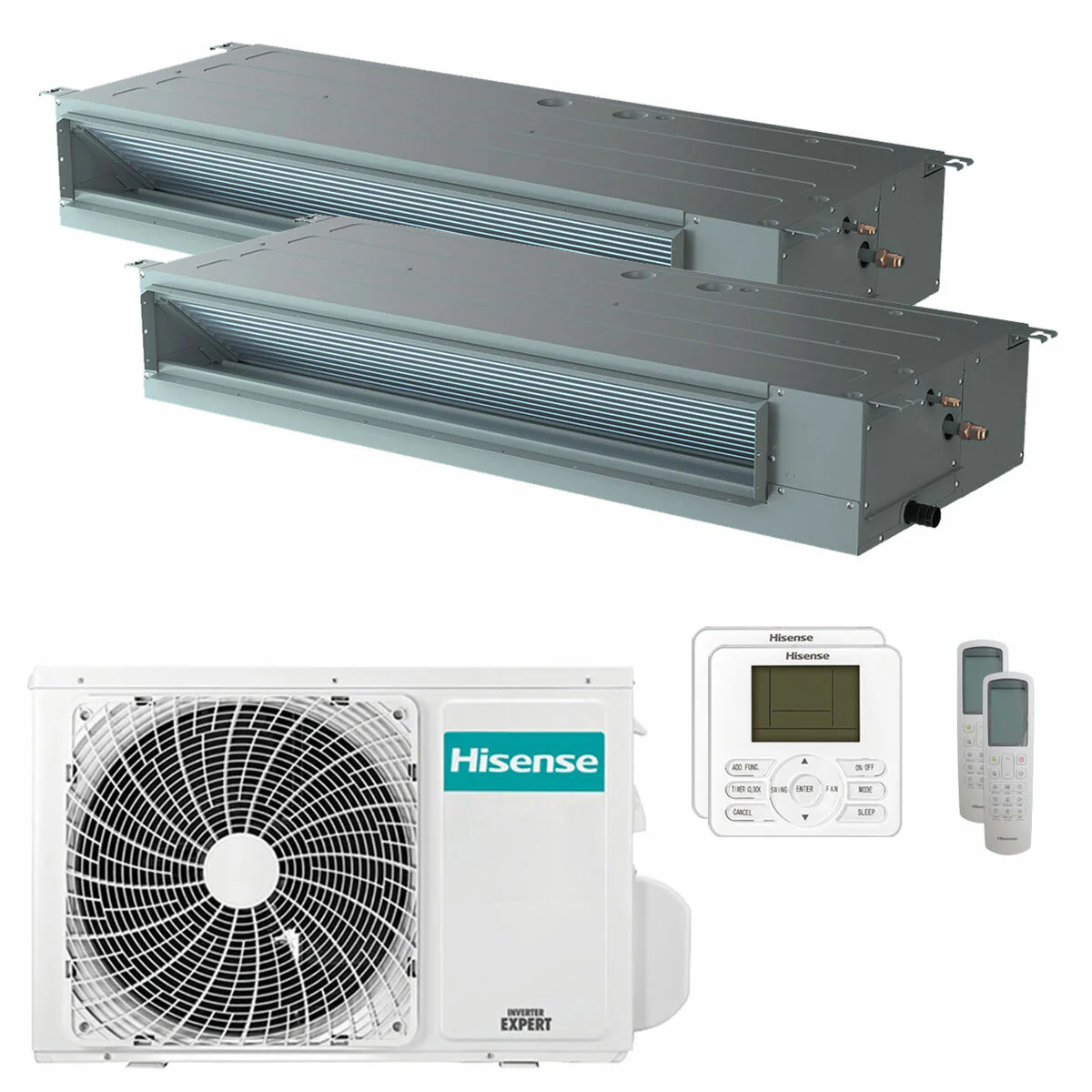 Condizionatore Hisense Canalizzabile ADT dual split 9000+12000 BTU inverter A++  unità esterna 5 kW