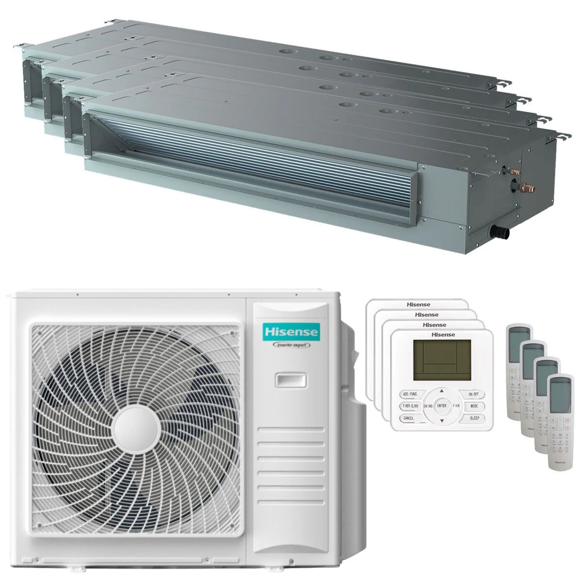 Condizionatore Hisense Canalizzabile ADT quadri split 9000+12000+12000+12000 BTU inverter A++ unità esterna 10 kW