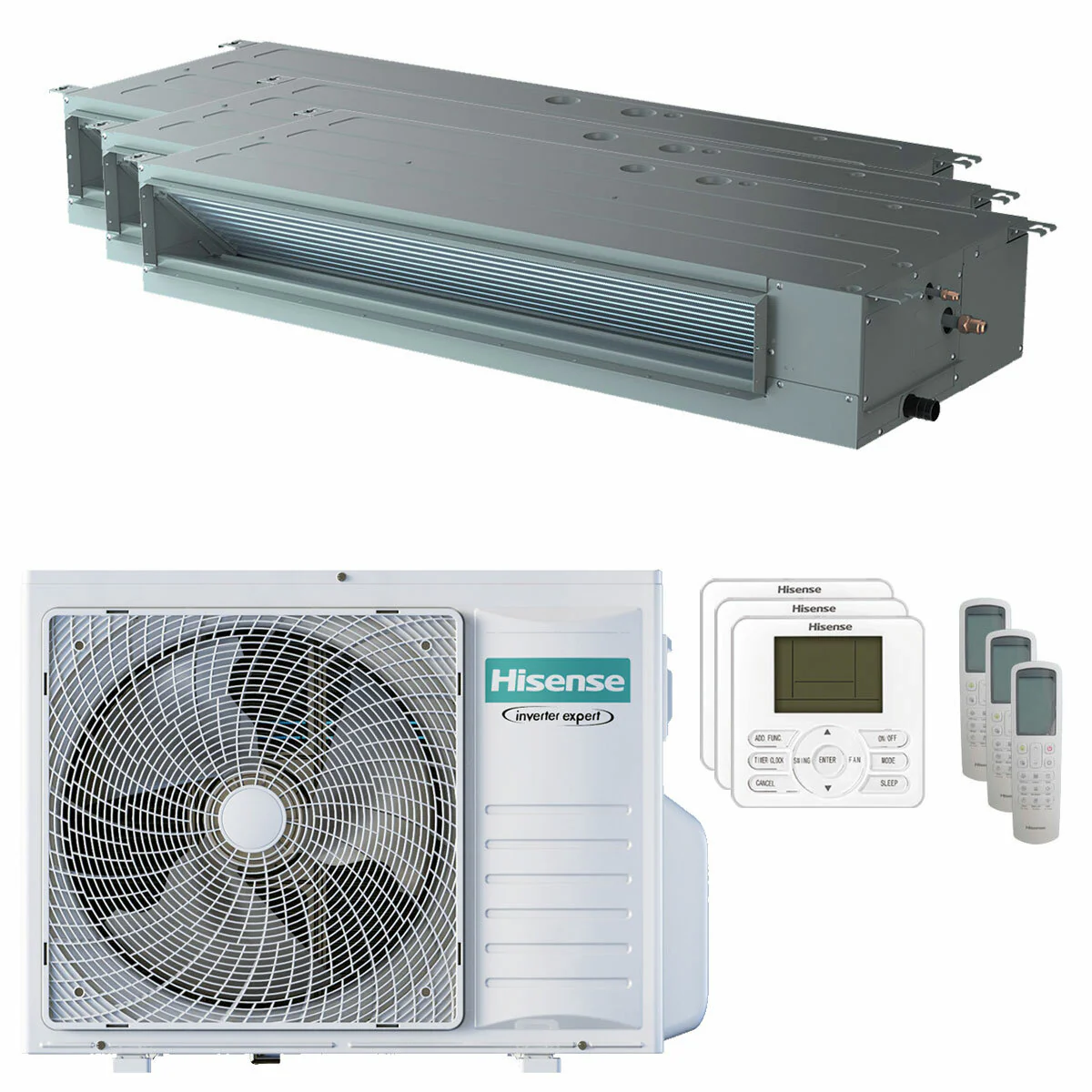 Condizionatore Hisense Canalizzabile ADT trial split 9000+12000+18000 BTU inverter A++ unità esterna 8 kW