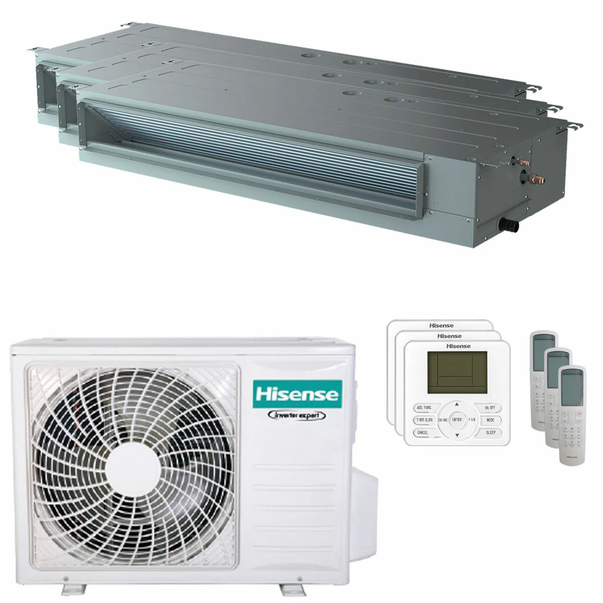 Condizionatore Hisense Canalizzabile ADT trial split 9000+9000+12000 BTU inverter A++  unità esterna 6.3 kW