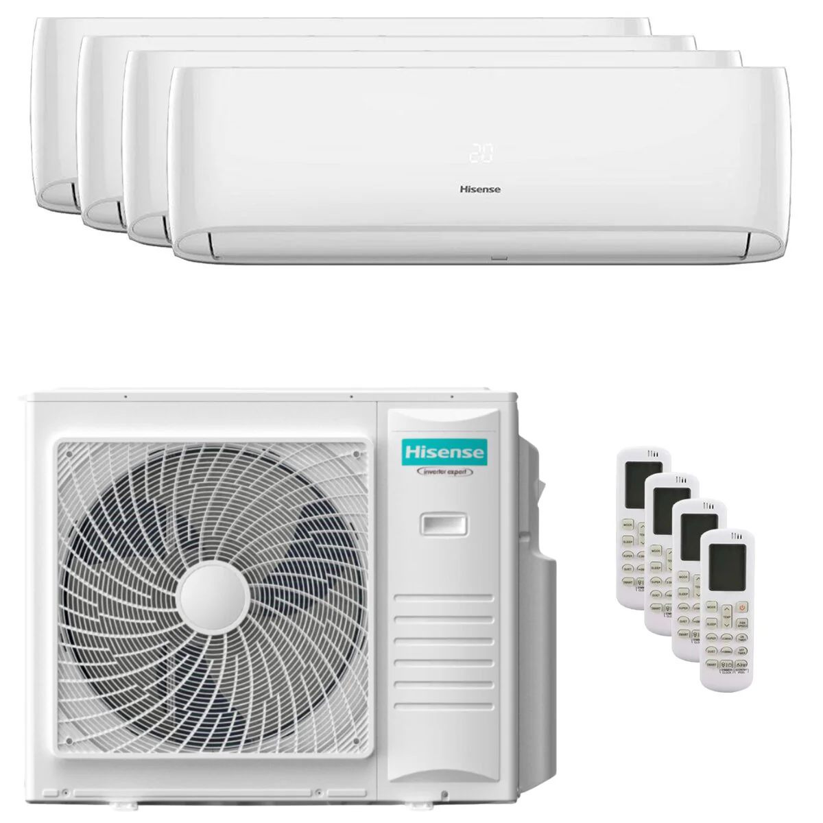 Condizionatore Hisense Hi-Comfort 2025 quadri split 9000+12000+12000+12000 BTU inverter A++ wifi unità esterna 10 kW