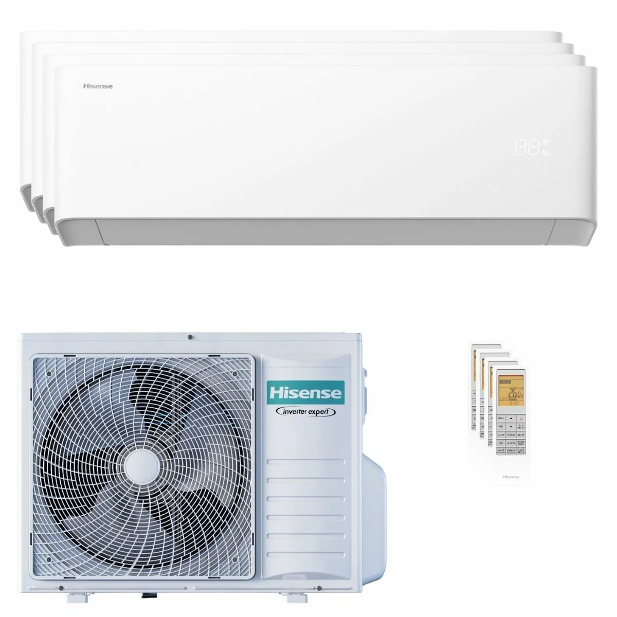 Condizionatore Hisense Uni HB quadri split 7000+9000+12000+12000 BTU inverter A++ wifi unità esterna 8 kW