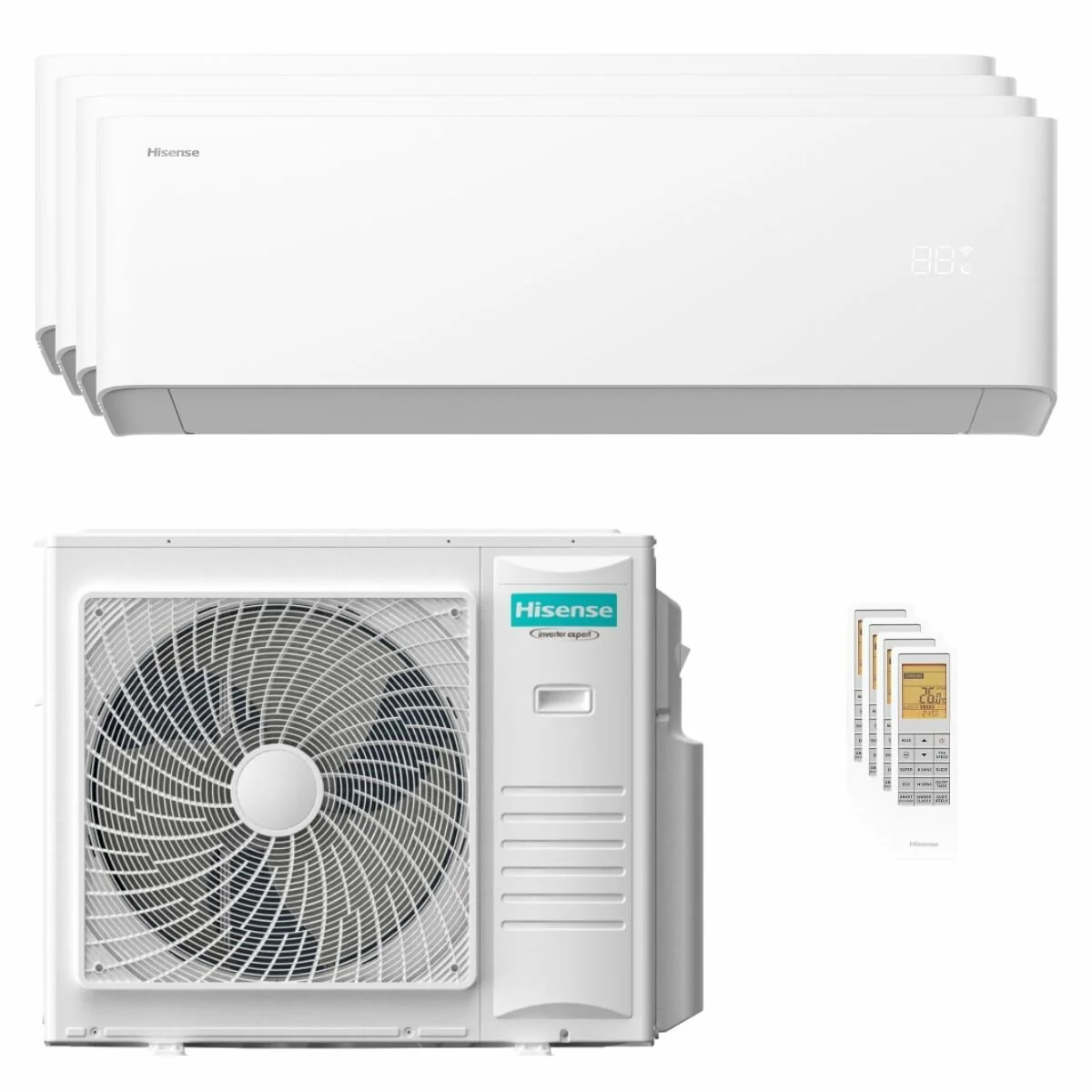 Condizionatore Hisense Uni HB quadri split 9000+9000+9000+24000 BTU inverter A++ wifi unità esterna 10 kW