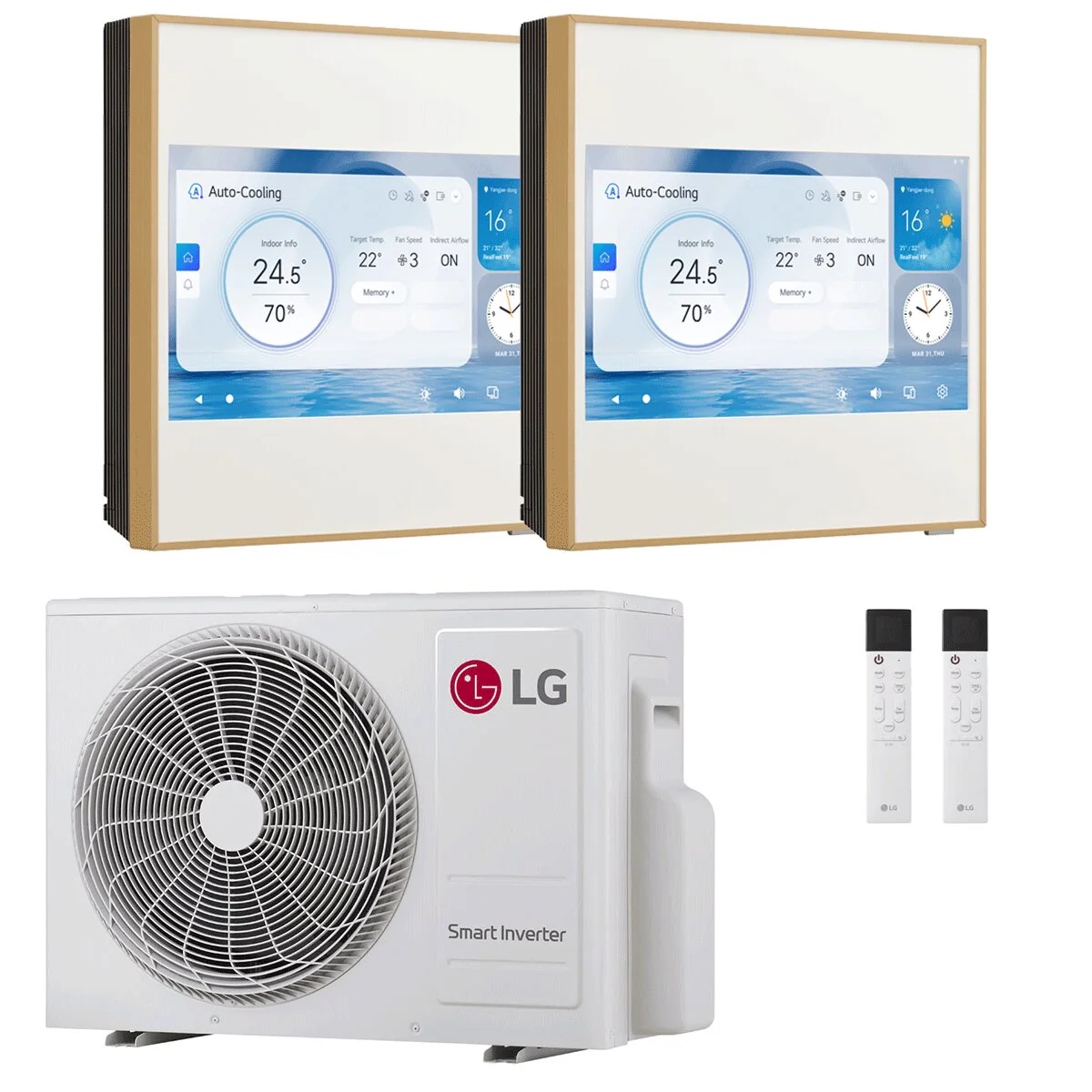 Condizionatore LG ARTCOOL Gallery LCD dual split 9000+12000 BTU inverter A+++ wifi unità esterna 4.7 kW