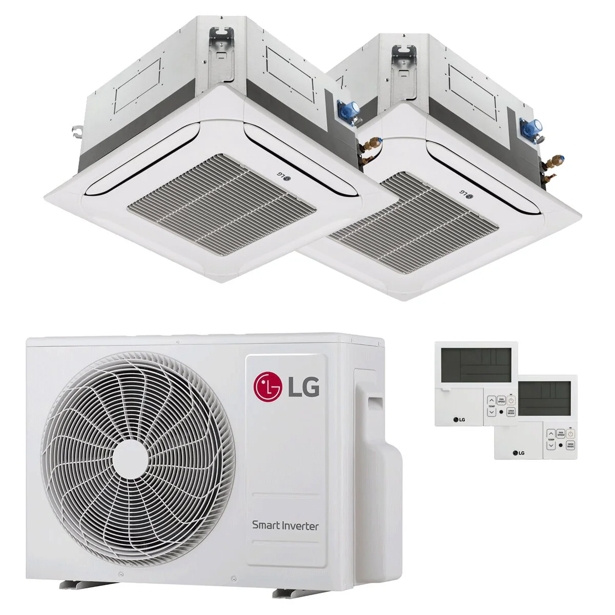 Condizionatore LG Cassetta 4 vie LG dual split 12000+12000 BTU inverter A+++  unità esterna 4.7 kW