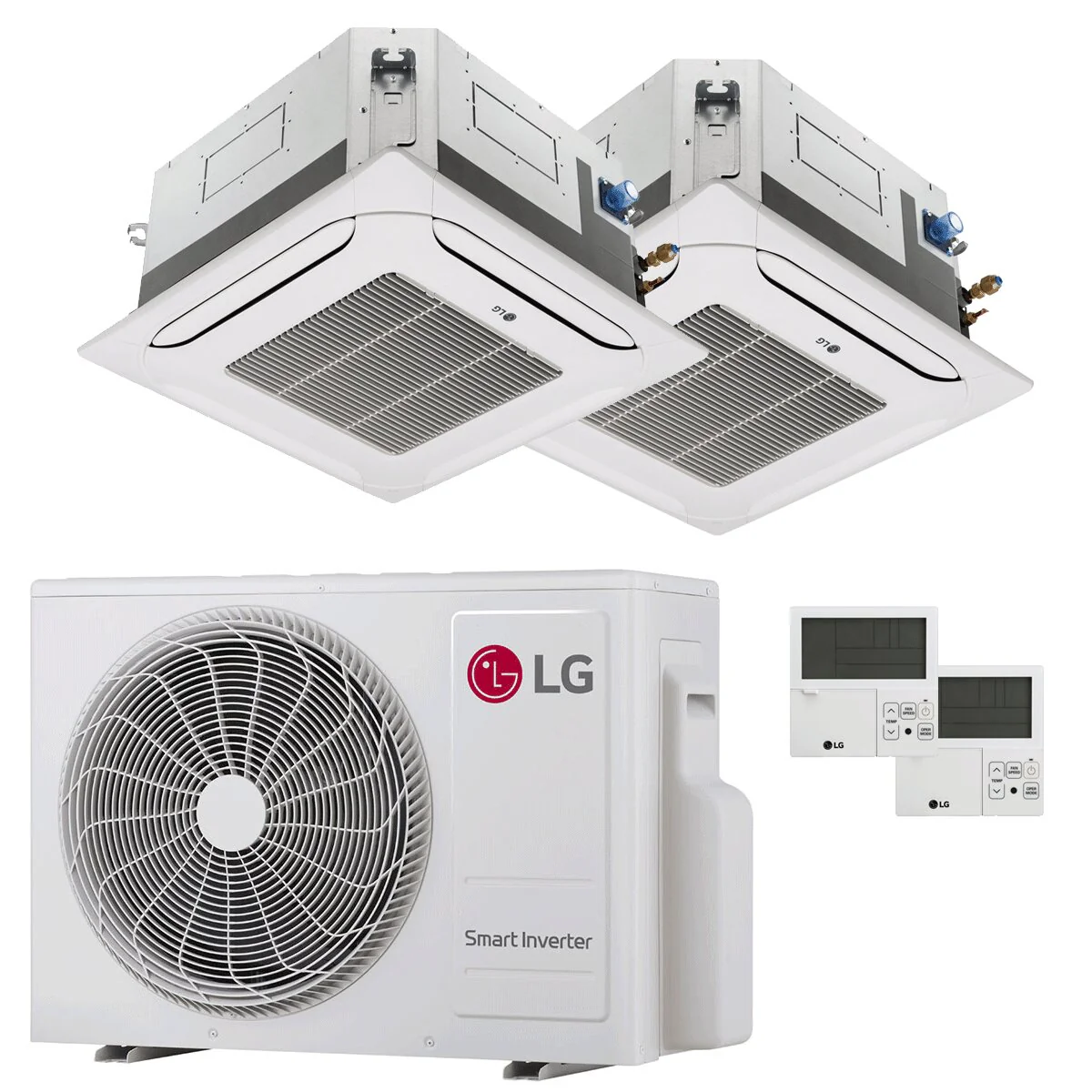 Condizionatore LG Cassetta 4 vie LG dual split 12000+18000 BTU inverter A+++  unità esterna 5.3 kW