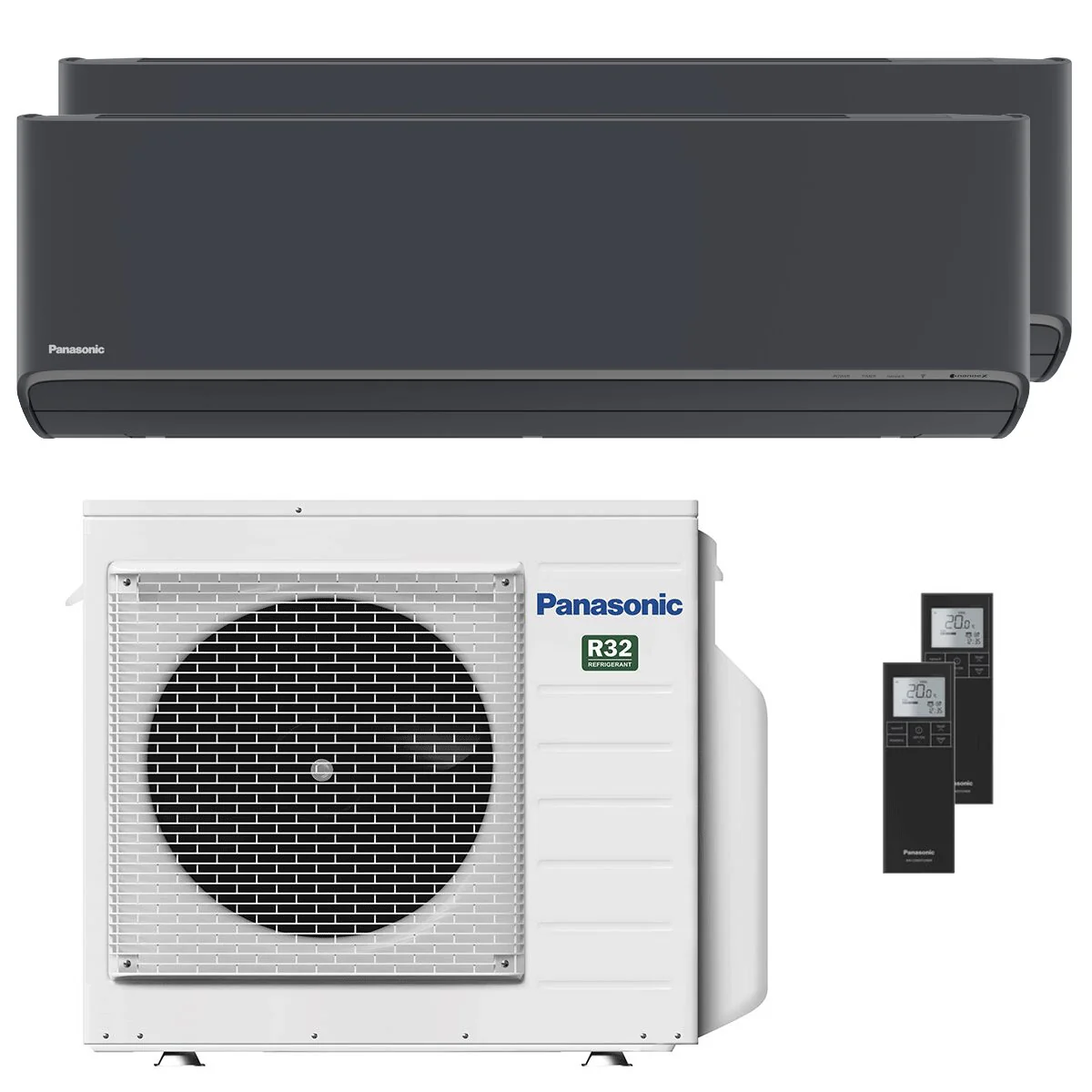 Condizionatore Panasonic Etherea dual split 9000+12000 BTU inverter A++ wifi unità esterna 5.2 kW grigio grafite