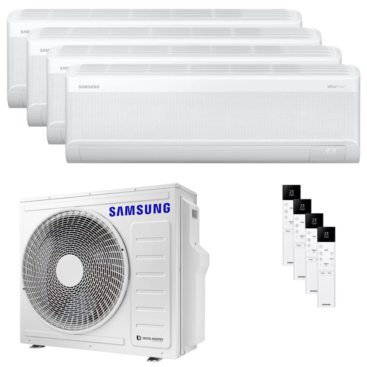 Condizionatore Samsung Windfree Avant S2 quadri split 7000+7000+9000+12000 BTU inverter A++ wifi unità esterna 8 kW