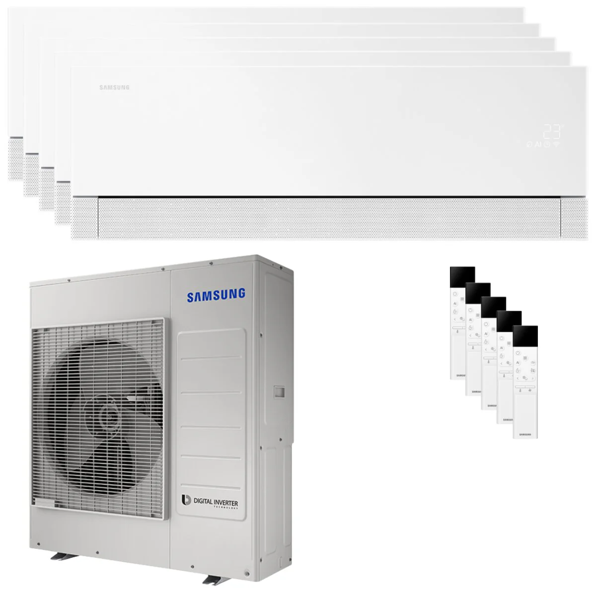 Condizionatore Samsung WindFree Première Plus penta split 9000+9000+12000+12000+12000 BTU inverter A++ wifi unità esterna 10 kW