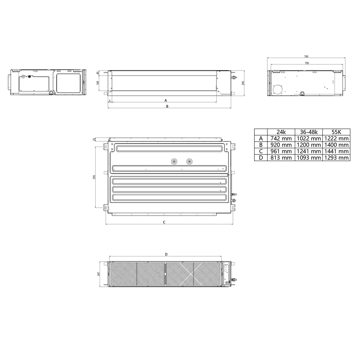 Condizionatore TCL Canalizzabile Serie D 48000 BTU R32 Inverter WiFi A++/A+ - Image 5