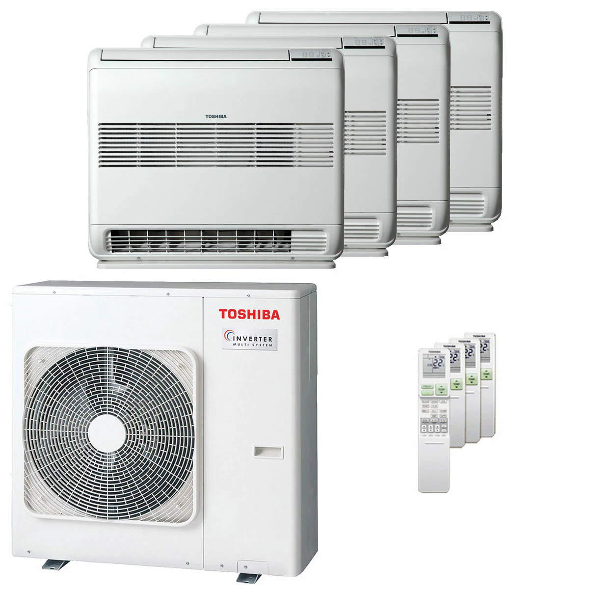 Condizionatore Toshiba Console J2 quadri split 9000+9000+9000+9000 BTU inverter A++  unità esterna 8 kW