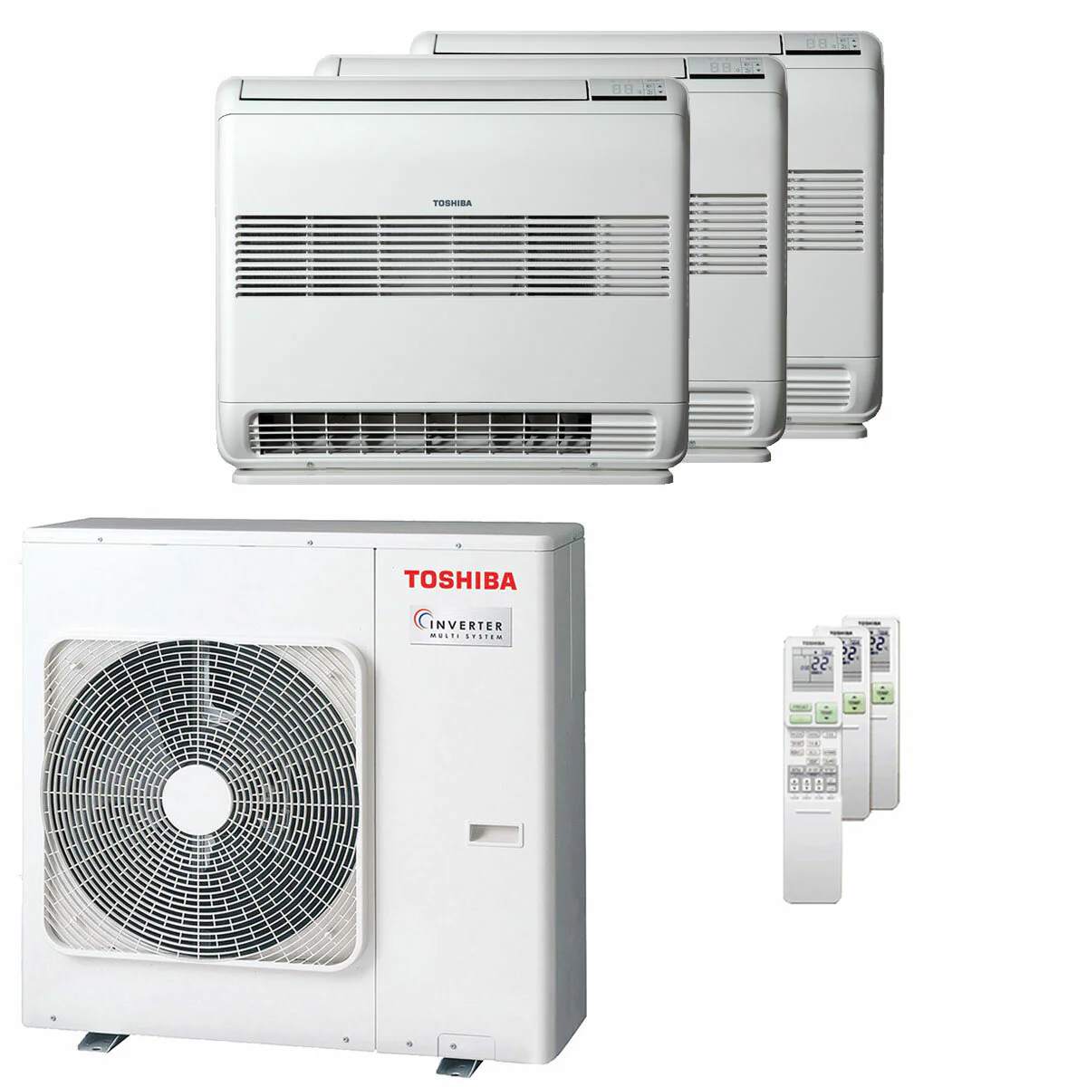 Condizionatore Toshiba Console J2 trial split 9000+9000+12000 BTU inverter A+++  unità esterna 7 kW