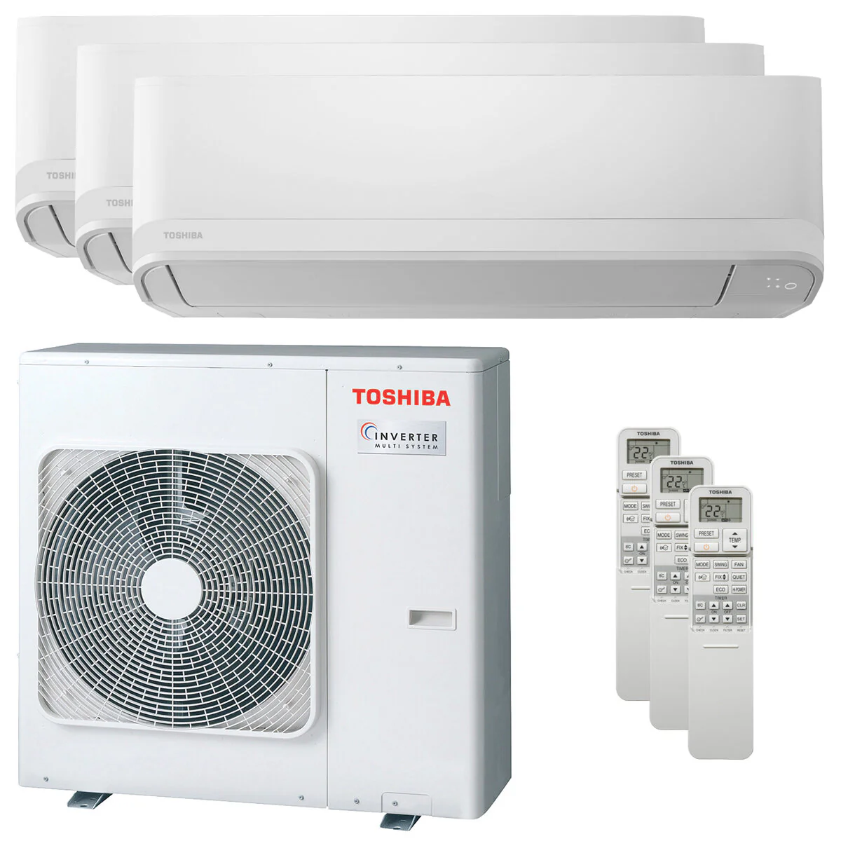 Condizionatore Toshiba Seiya Smart trial split 9000+12000+16000 BTU inverter A+++ wifi unità esterna 7 kW