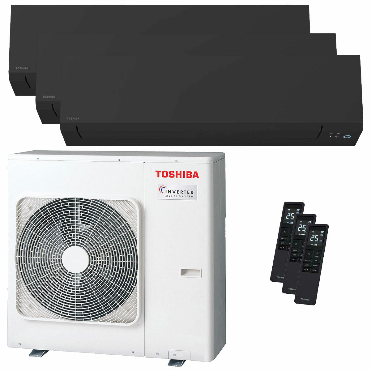 Condizionatore Toshiba SHORAI Edge Black trial split 5000+5000+18000 BTU inverter A+++ wifi unità esterna 7 kW
