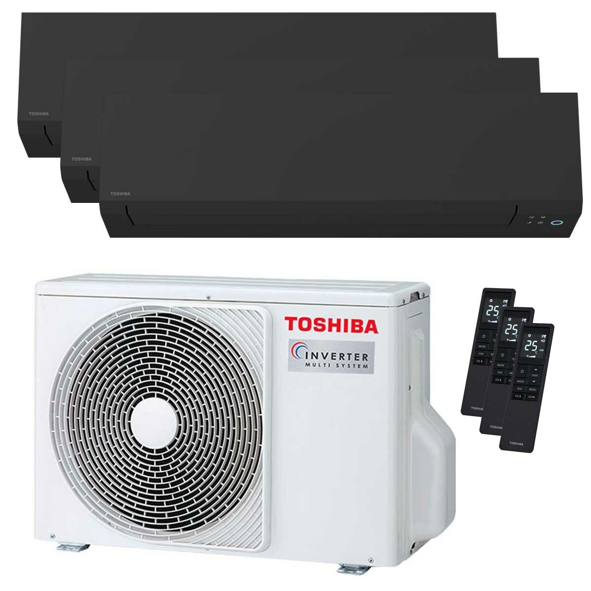 Condizionatore Toshiba SHORAI Edge Black trial split 5000+5000+9000 BTU inverter A++ wifi unità esterna 5.2 kW