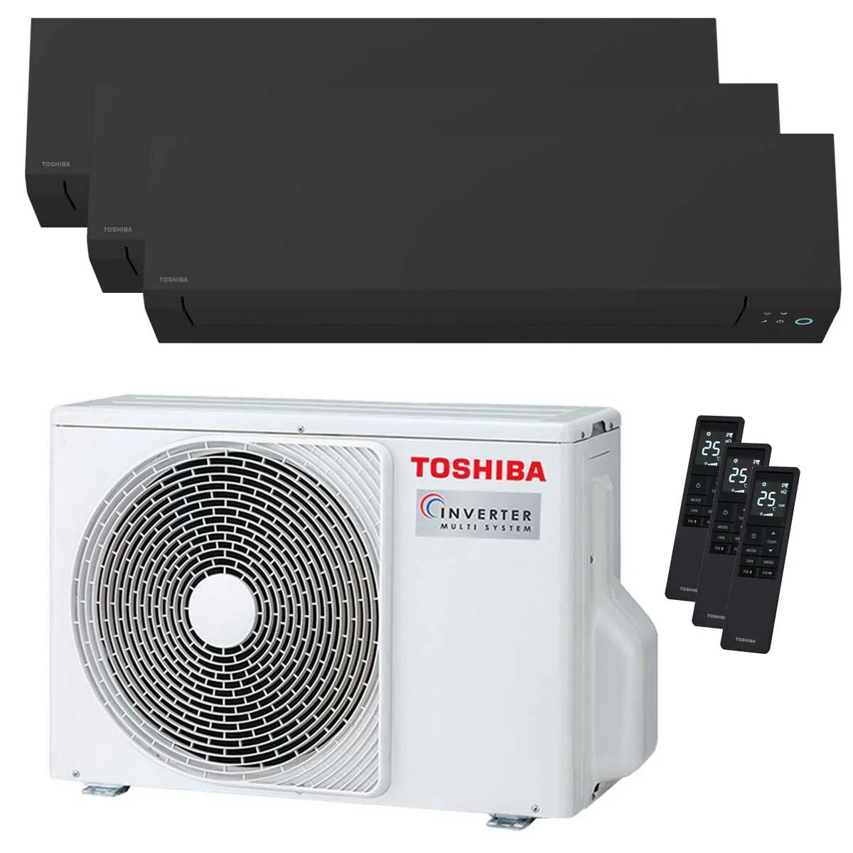 Condizionatore Toshiba SHORAI Edge Black trial split 7000+7000+12000 BTU inverter A+++ wifi unità esterna 5.2 kW