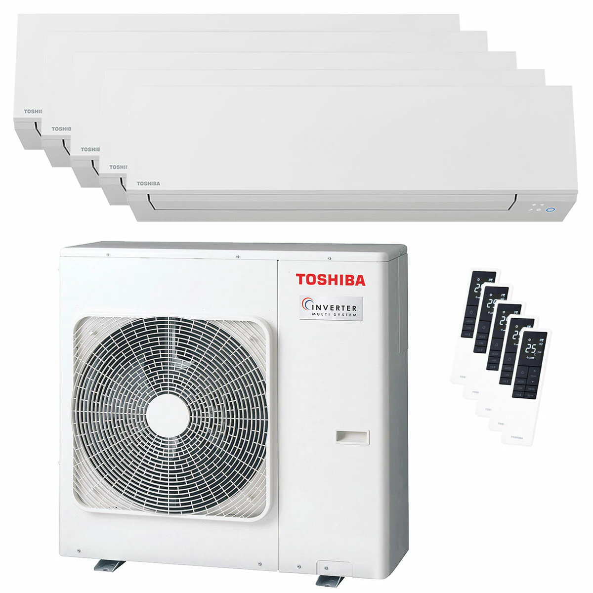 Condizionatore Toshiba SHORAI Edge White penta split 7000+7000+7000+7000+7000 BTU inverter A++ wifi unità esterna 10 kW