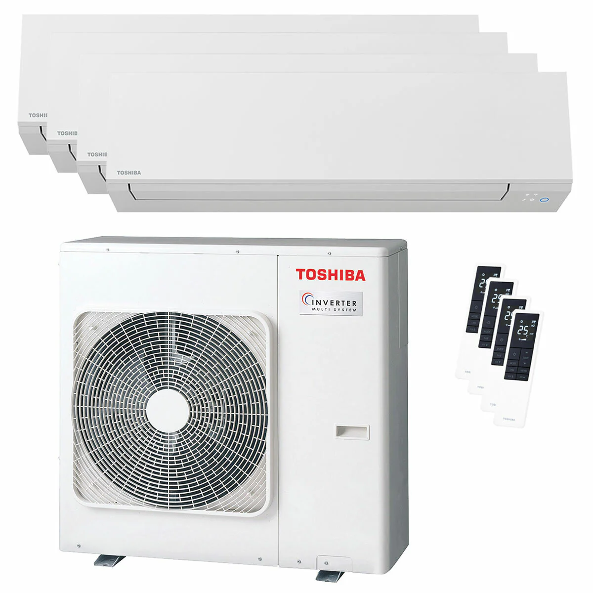 Condizionatore Toshiba SHORAI Edge White quadri split 9000+9000+12000+12000 BTU inverter A++ wifi unità esterna 8 kW