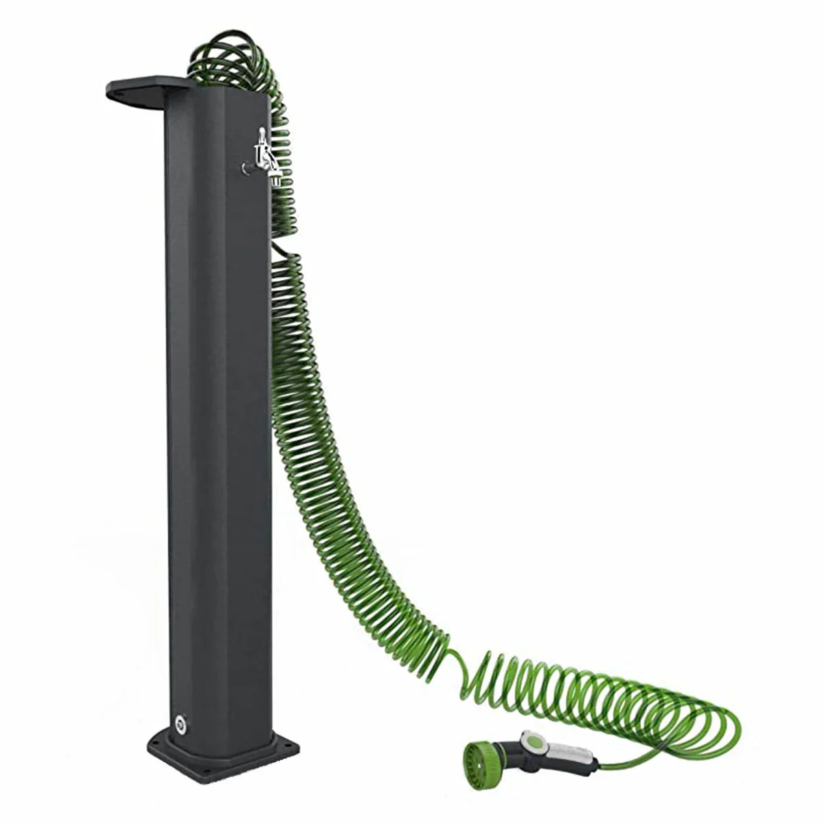 Fontana da giardino Arkema Garden Surprise a colonna in alluminio con flessibile estraibile e pistola irrigazione antracite