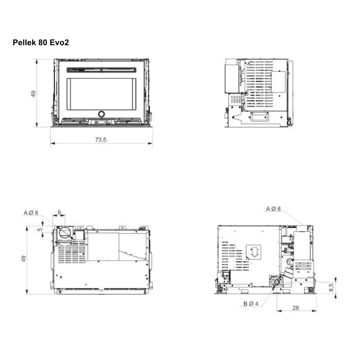 Inserto a pellet per camino PELLEK80 EVO2 EK63 - gruppo Edilkamin - 8 kW ad aria WiFi - Image 3