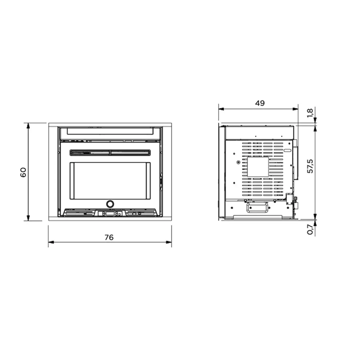 Kit caricamento pellet a cassetto frontale per inserto EK63 Pellek80 e Pellek110+ EVO2 - cornice rettangolare - Image 3