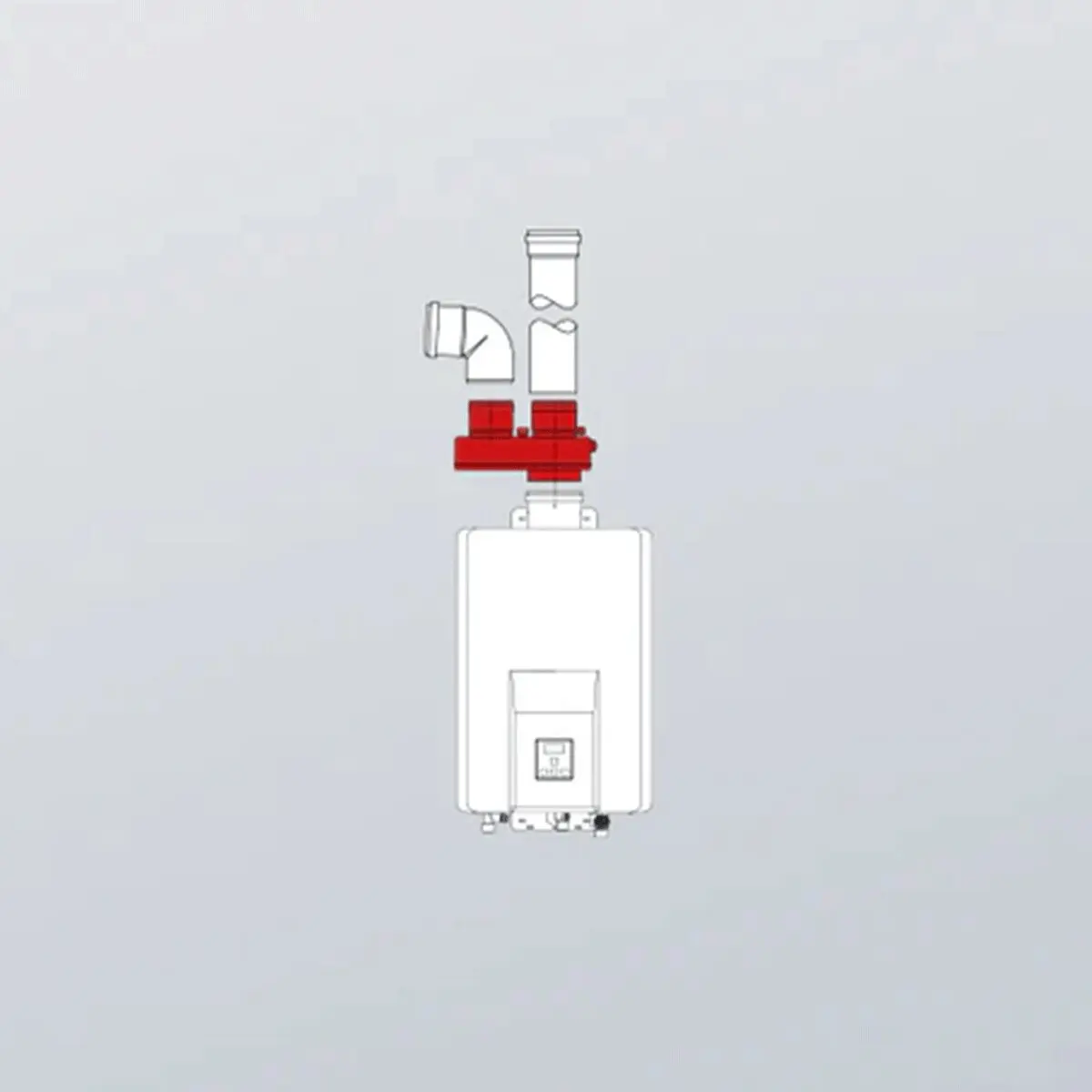 Kit sdoppiatore tubi aria-fumi Ø 80/80 mm per scaldabagni Rinnai - Image 2
