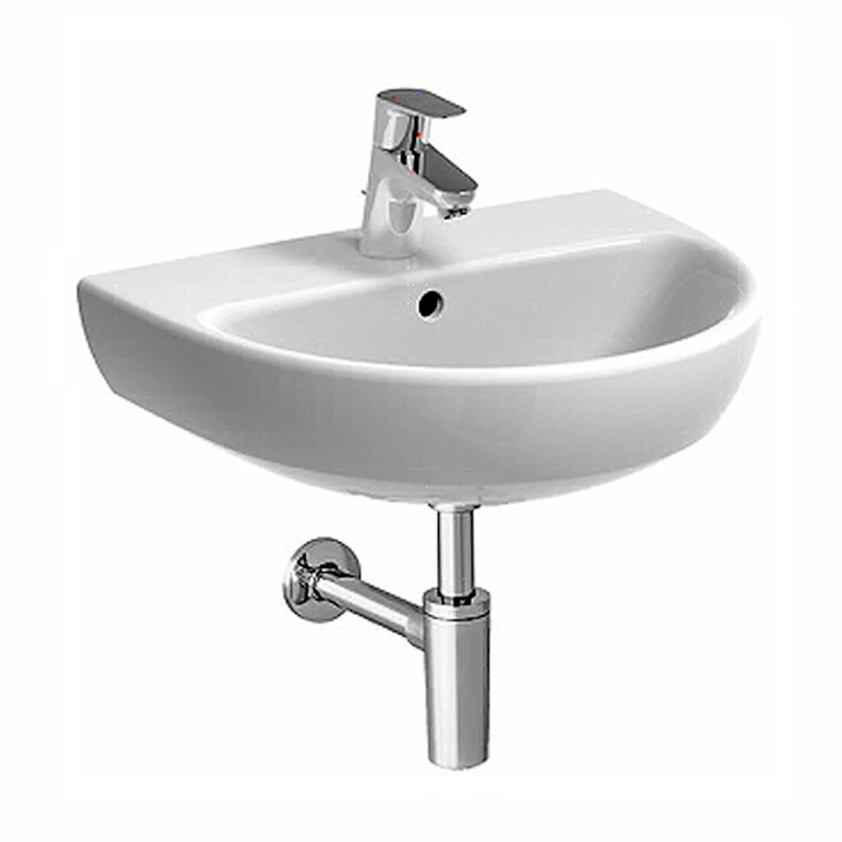Lavabo 60 Geberit Selnova 60 cm monoforo sospeso bianco lucido