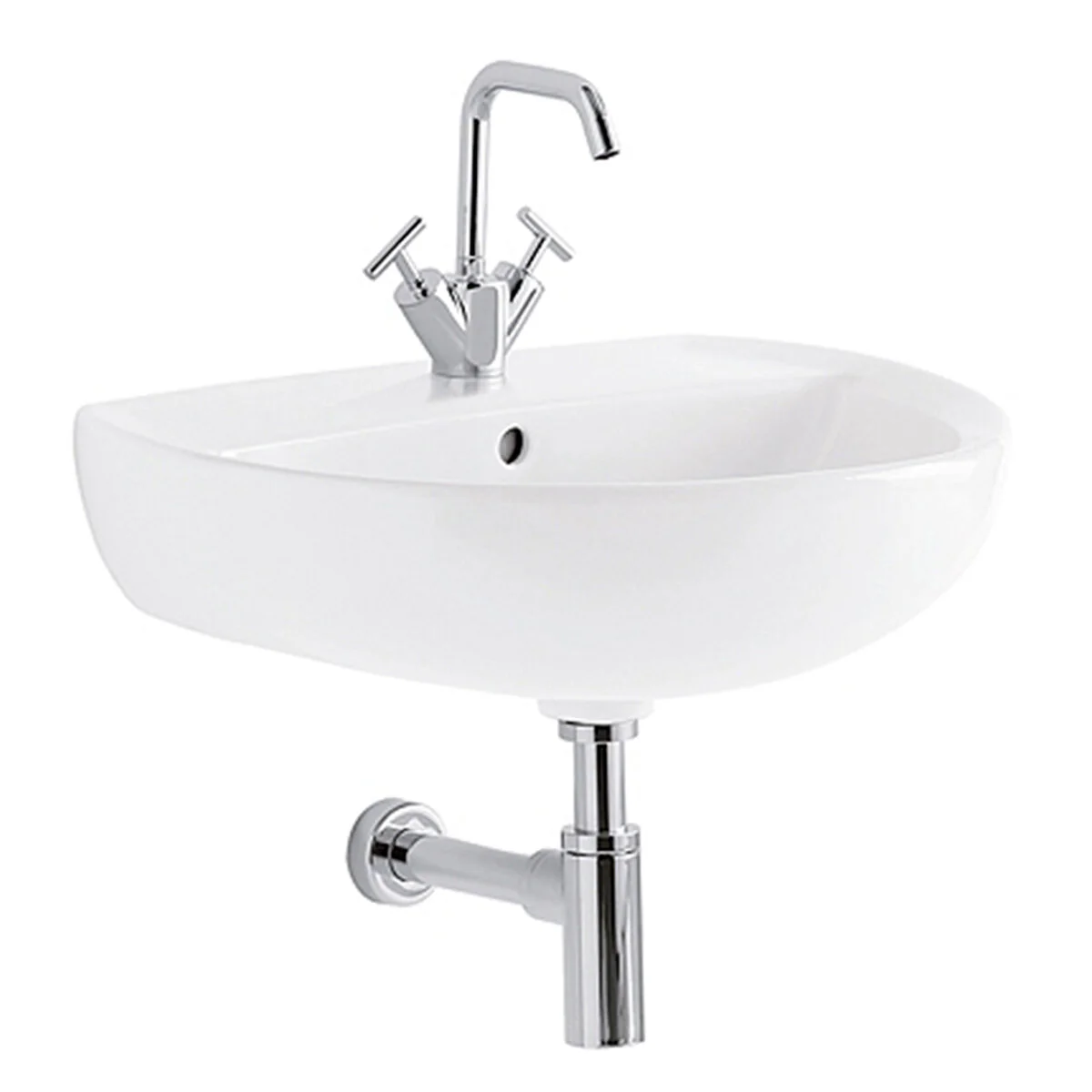 Lavabo Geberit Colibrì 65 cm monoforo sospeso bianco lucido