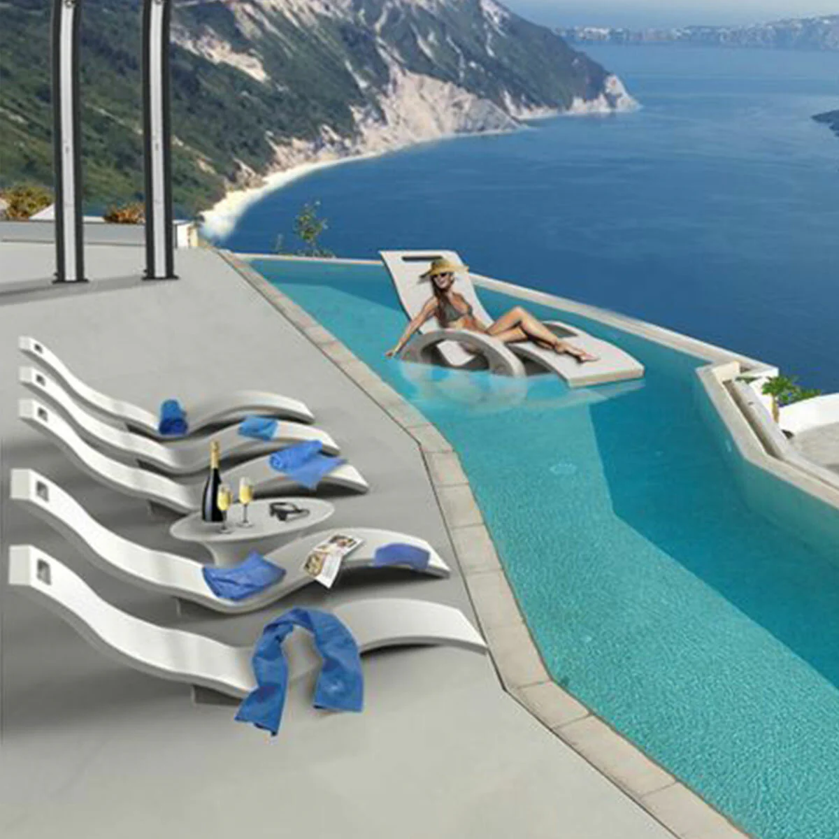Lettino Prendisole Arkema Serendipity Chaise in polietilene HD di colore bianco - Image 4
