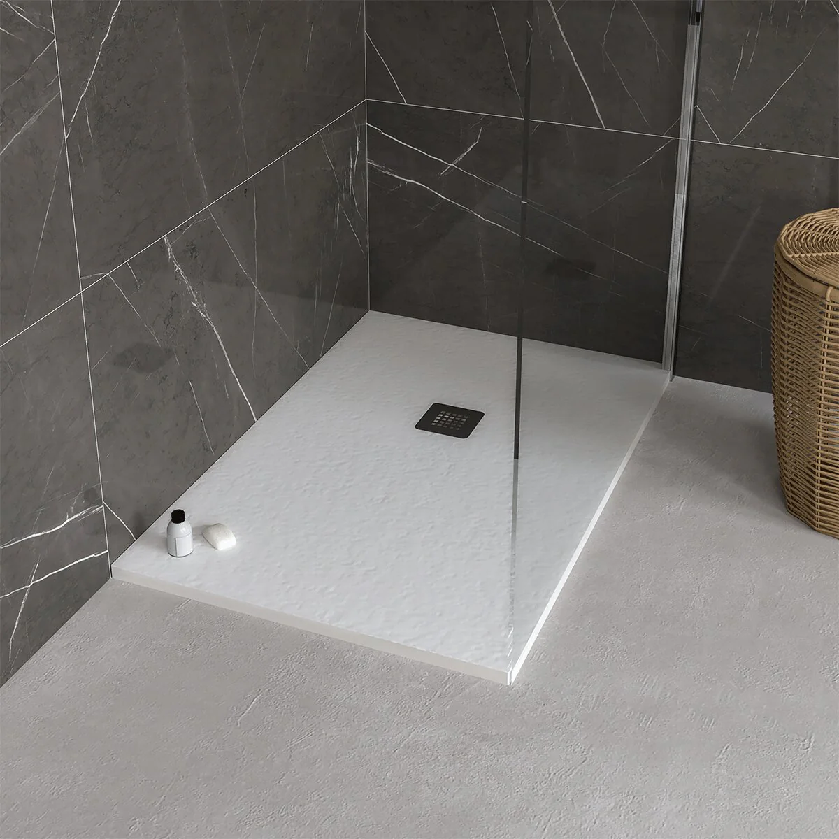 Piatto doccia Ercos Stone 800x1500 Rettangolare Bianco Opaco - Image 2