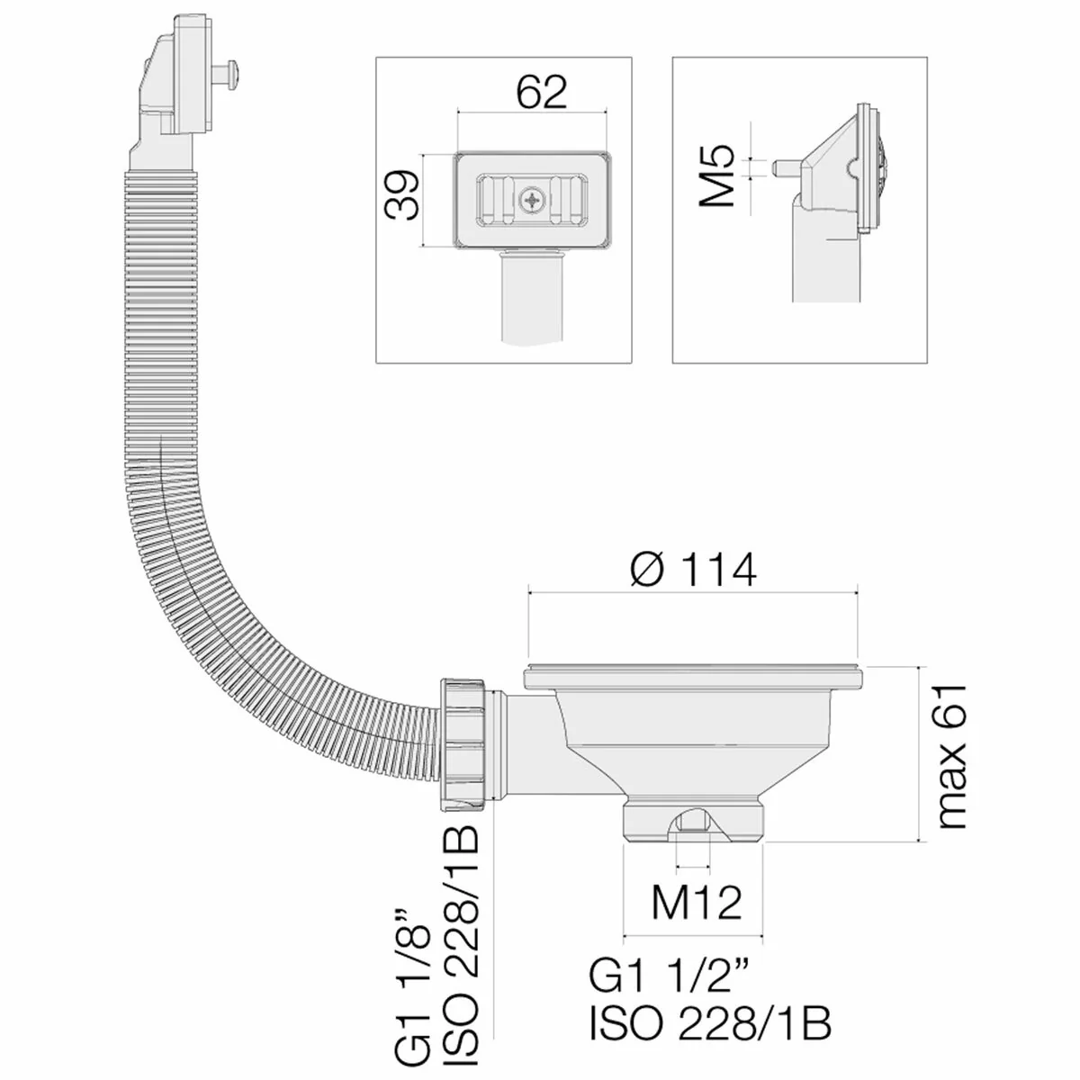 Piletta Valsir per lavello 3"1/2 con cestello e troppopieno tondo - Image 2