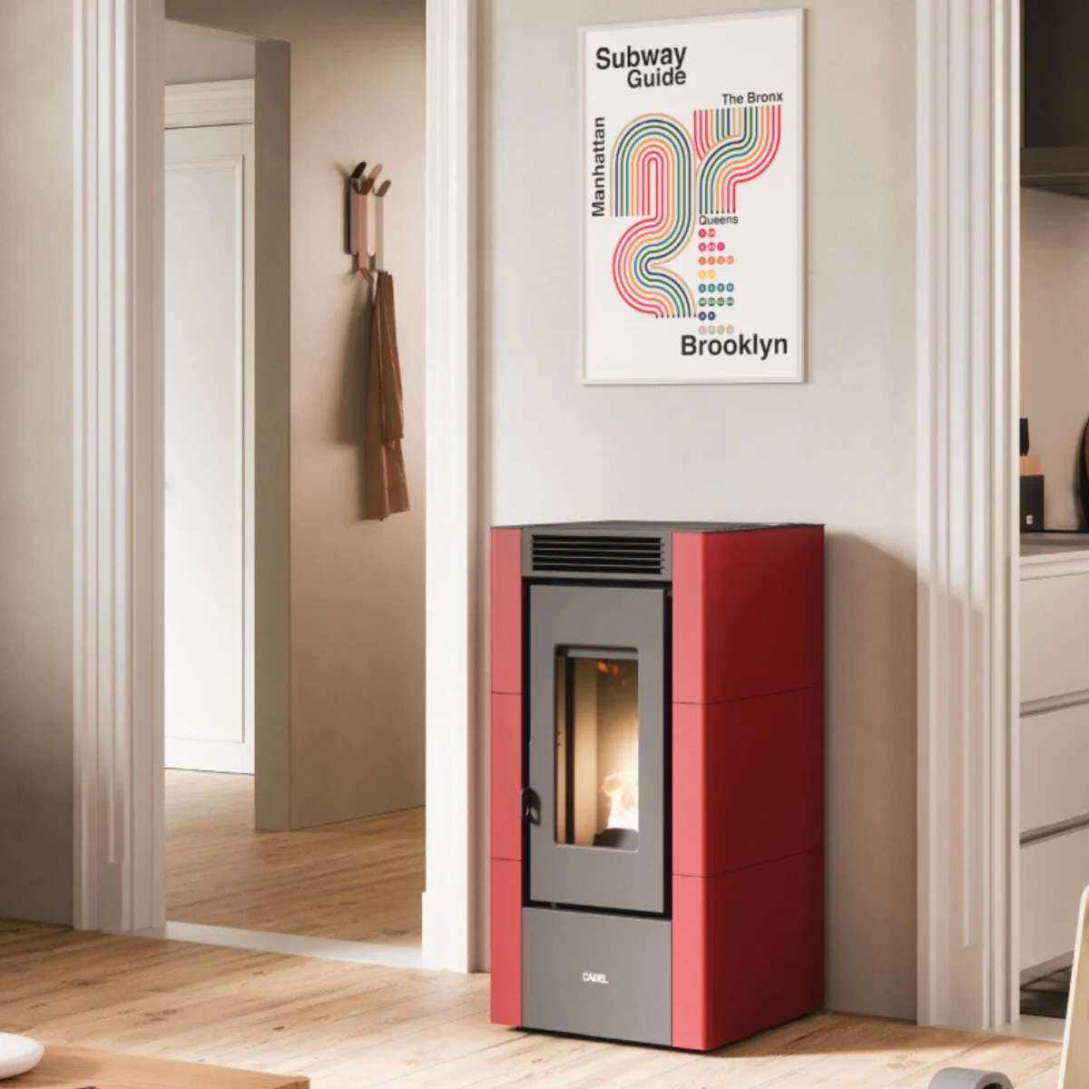 Stufa a pellet Cadel Cristal 6 ad aria 5,5 kW - WiFi ROSSO - Image 2