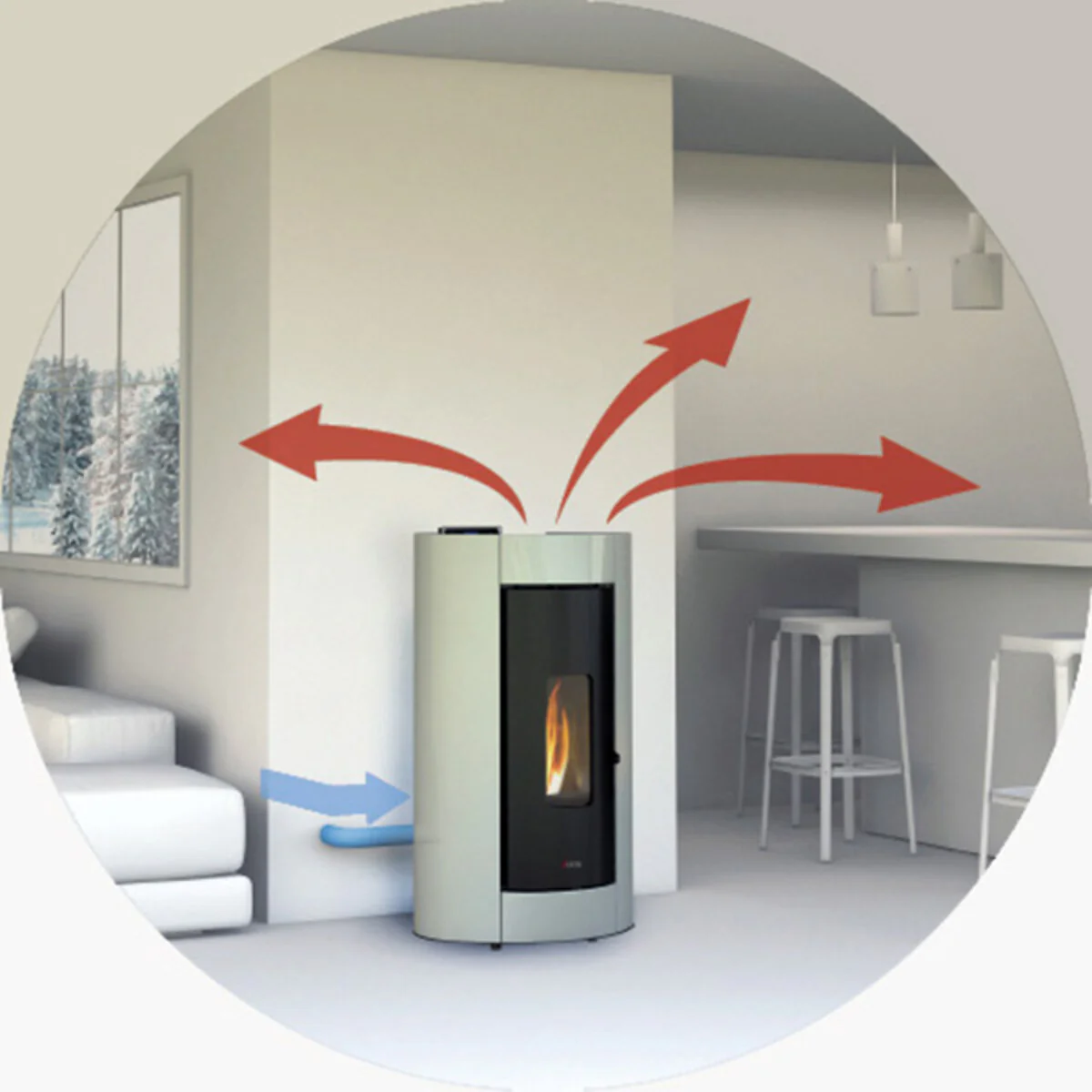Stufa a pellet CADEL Cristal 7 ad aria 7 kW - WiFi BIANCO  - Image 2