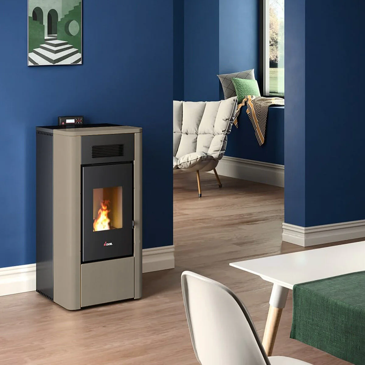 Stufa a pellet Cadel River Idro 16 ad acqua 16,1 kW WiFi Light Bronze - Image 2