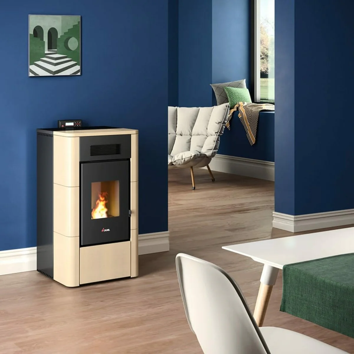 Stufa a pellet Cadel River Idro 16 ad acqua 16,1 kW WiFi - MAIOLICA AVORIO - Image 2
