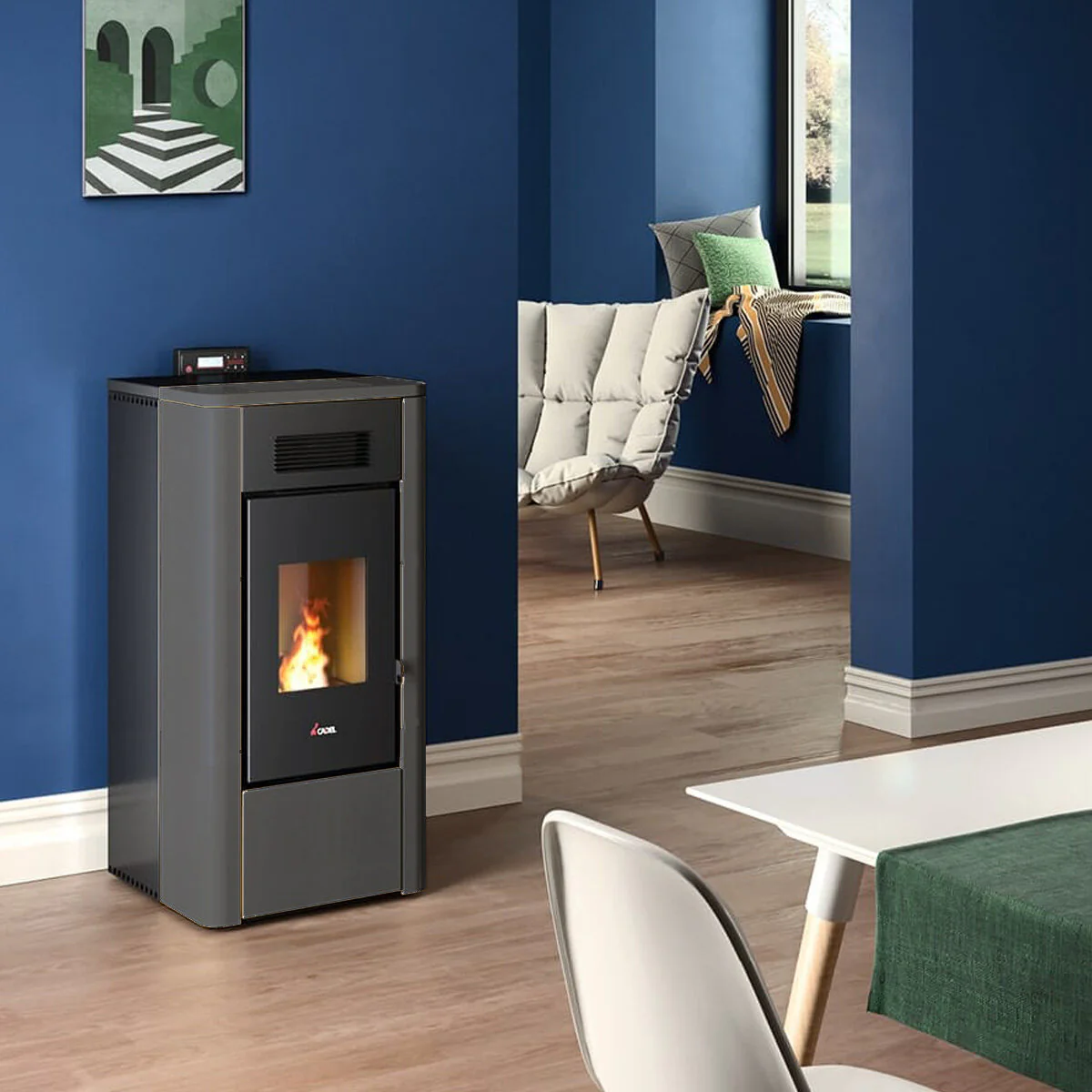 Stufa a pellet Cadel River Idro 23 ad acqua 22,4 kW WiFi Antracite - Image 2