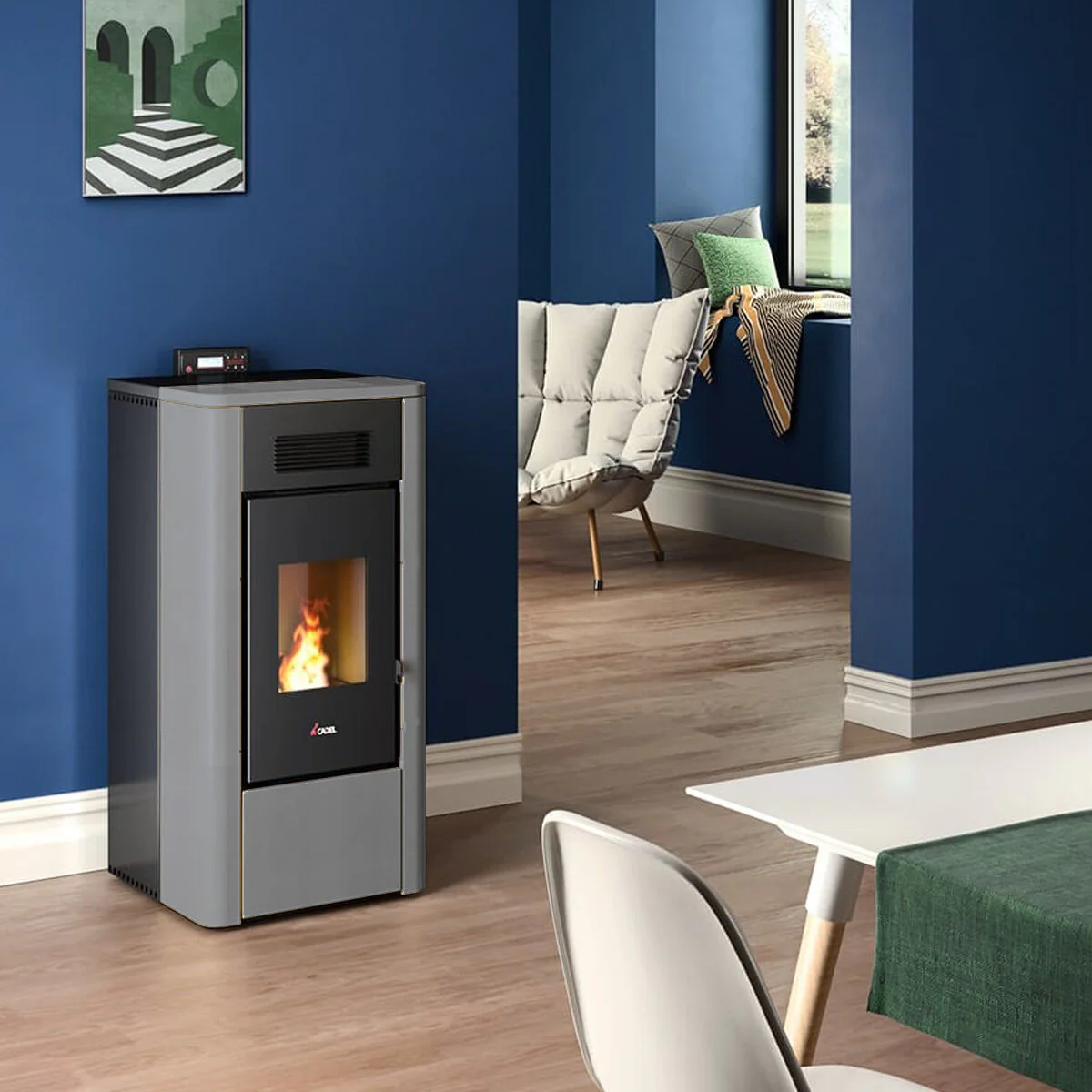 Stufa a pellet Cadel River Idro 23 ad acqua 22,4 kW WiFi Titanium - Image 2