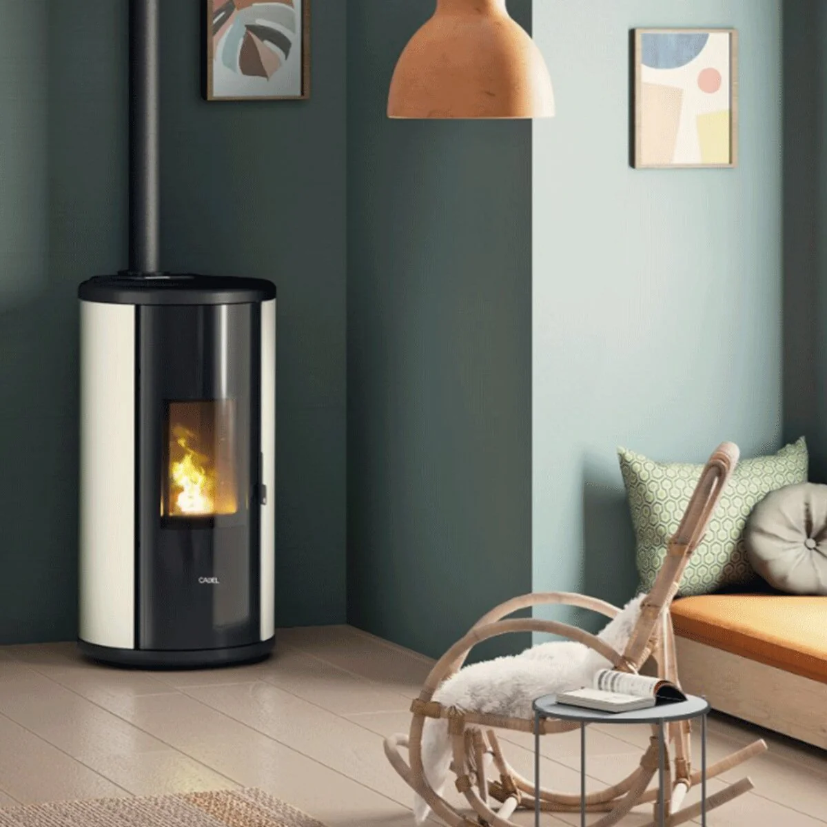 Stufa a pellet Cadel Sound 5 UP ad aria 5,5 kW - WiFi BIANCO - Image 2