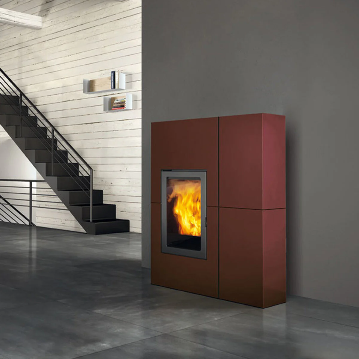 Stufa a pellet Edilkamin Blade2 12 Up bordeaux 12 kW aria canalizzabile wifi - Image 2