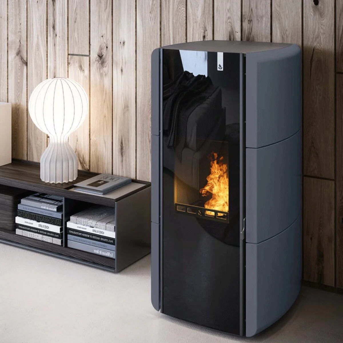 Stufa Policombustibile Girolami Edge 14 15 kW Idro con kit a.c.s. - grigio - Image 4